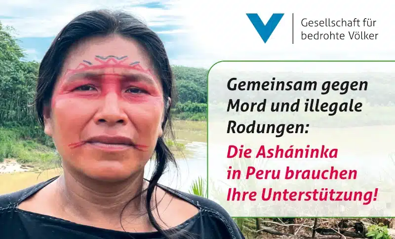 Fundraising-Mailing der Gesellschaft für bedrohte Völker zur Unterstützung der Asháninka in Peru.