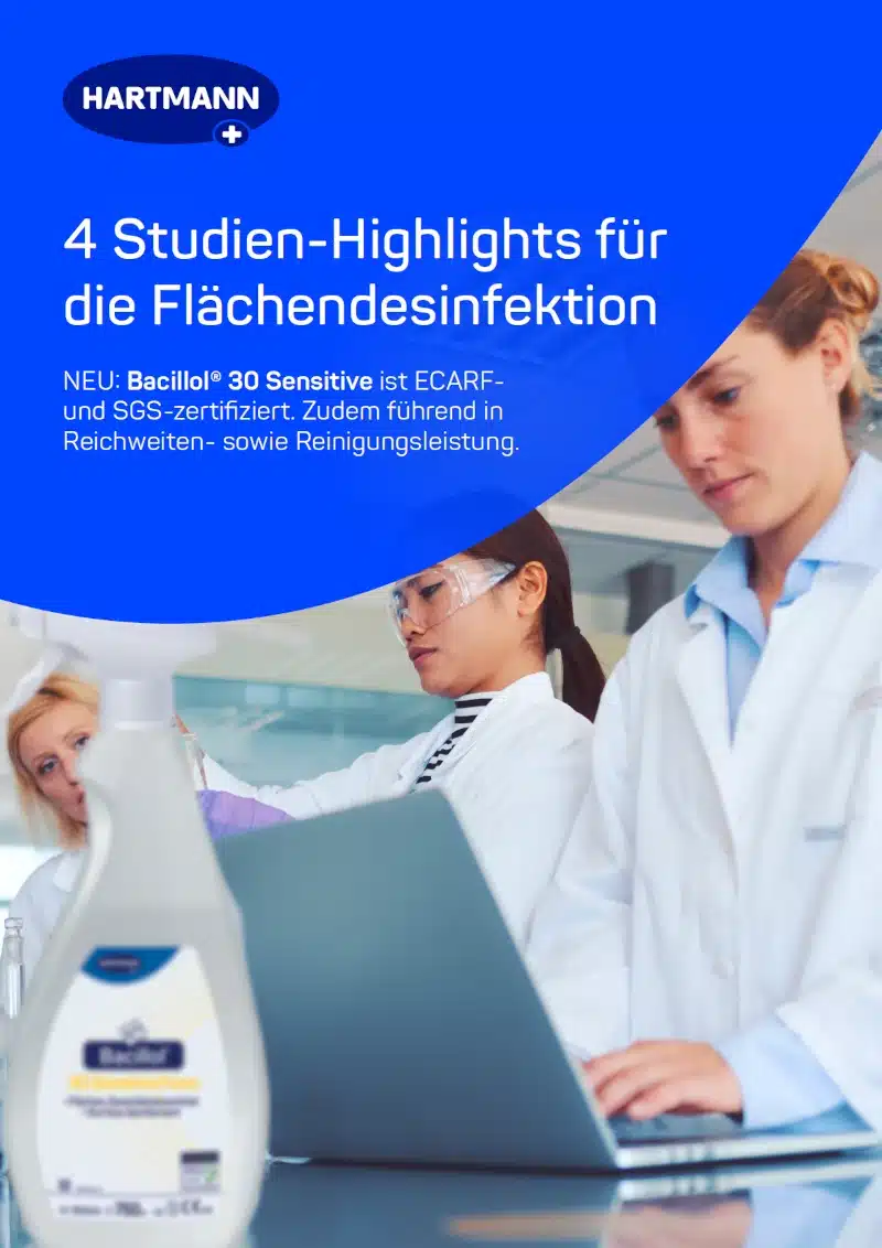 Hartmann Whitepaper zur haut- und atemwegsverträglichen Flächendesinfektion mit Bacillol 30 Sensitive.